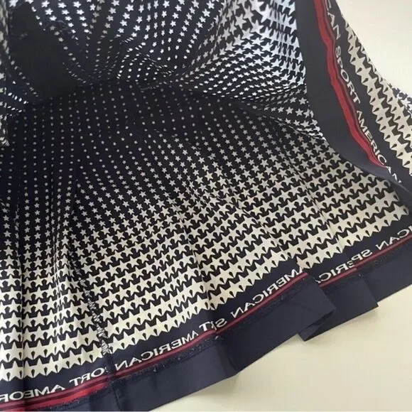 Tail Vintage Pleated Mini Skirt 8 Small USA Blue Stars Stripe America Patriotic - Picture 9 of 11